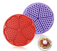AiQInu 2 Piezas Moldes de Corazón de Silicona para Airfryer, Molde para Waffles y Muffins Antiadherente con 5 Cavidades, Apto para Lavavajillas