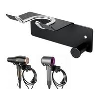 AiQInu Soporte Secador de Pelo de Pared, Soporte para Secador de Pelo sin Taladrar, Acero Inoxidable, con Gancho para Cable, para Baño Salón