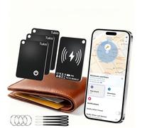 Air Tag Card, Smart Wallet Tracker Localizador Compatible con Apple Buscar App (Sólo iOS), IP68, Recargable Rastreador Bluetooth Ultrafina para Cartera, Llaves, Maleta, Equipaje, Negro 4 Pack