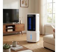 Aire Acondicionado Portátil 12L, Climatizador Evaporativo Ventilador 3 en 1, con Rruedas y Mando, 3 Velocidades, Temporizador de 12 Horas, Bolsas de Hielo, para Dormitorio y Garaje