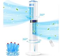Aire acondicionado portátil, 43,3 pulgadas, sin tubo de escape, 65W, rotación de 60°/360°, oscilación automática, 10 m/s, 3 modos, temporizador de 24 horas, mando a distancia, ideal para hogares, dorm