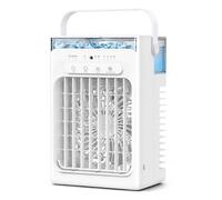 Aire acondicionado portátil, mini enfriador de aire de 1000 ml, ventilador de refrigeración personal 3 en 1 con 4 velocidades y 2 modos de niebla, temporizador de 2/4/6 horas, carga USB, ventilador de