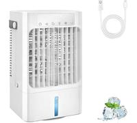 Aire acondicionado portátil pequeño, enfriador de aire silencioso con sistema de refrigeración por agua, ventilador de mesa 3 en 1 para el hogar y la oficina, ventilador enfriador portátil con depósit