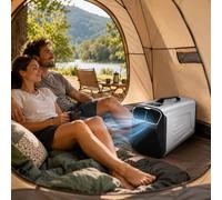 Aire Acondicionado Sin Unidad Exterior Fija 5200 BTU, Portátil 12V 24V 220V, 4 Modos, 118 CFM/200 m³/h, Compacto 54x30x35 cm, para Caravana, Camión, Coche, Camping, Tienda y Hogar Familiar Silver-220V