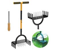 Aireador de césped manual para jardín, herramienta de aireación y escarificador de suelo para jardinería, aireador de césped y herramienta para airear el suelo de vegetales. Black