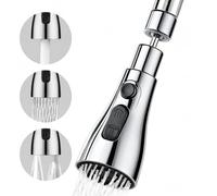 Aireador Grifo Cocina 360°, Filtro Baño, Grifo Dispositivo Anti Salpicadura, Ajustable 3 Modos Salida Agua, Difusor Universal, Para Grifos de Cocina y Bañ (Plata)