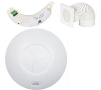 Airflow iCON 15 Extractor de Baño con Temporizador - 100 mm / 4" - Incluye Módulo de Temporizador, Rejilla Blanca, Manguera de PVC - 19 l/s, 9.7 W Eficiente en Energía, Garantía de 3 Años