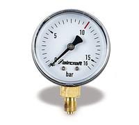 AIRKRAFT 2506465 Airkraft Manómetro de Presión, 40mm Diámetro, 1/4" Toma Trasera, 15 Bares