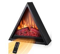 AIRMATE 1800W Chimenea Electrica Bajo Consumo Triangular de 55CM, Chimenea Decorativa 24 Horas, Iluminación y Colores Ajustables, Chimenea Protección contra Sobrecalentamiento y Mando a Distancia