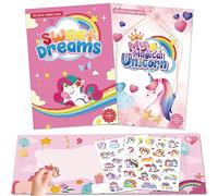 AIRNOGO Libro Pegatinas Reutilizables 2 Pack Libro de Pegatinas Infantiles de Unicornio, Pegatinas Unicornio Niñas, Juguetes Niños 3 4 5 6 Años, Pegatinas Impermeables PVC, Regalos Niños 3 4 5 6 Años