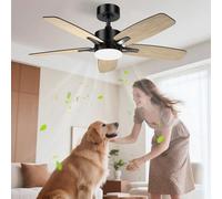 Airwit 106cm Silencioso Ventilador de Techo con Luz Doble Cara Aspas, LED Lampara Ventilador Techo con Mando a Distancia y Reversible Motor DC para Dormitorio Salon, 6 Velocidades
