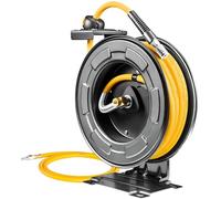 AIRZILLA Carrete de manguera de aire retráctil de acero de 3/8 pulgadas x 50 pies, manguera de polímero híbrida, carrete de manguera de aire resistente incluido carrete de rebobinado automático |