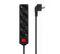 Aisens Base múltiple 4 tomas con interruptor 1,4 m negro