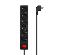 AISENS Base Multiple 5 Tomas con Interruptor con Cable 3×1.5mm2, Negro, 1.4 m