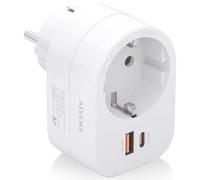 Aisens Regleta de pared ASPS-1A1C06-W 1 toma + USB-C 20W PD3.0 y USB-A 20W QC3.0 Blanco