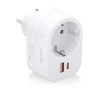 AISENS - ASPS-1A1C06-W - Regleta de Pared Multifuncion con 1 Toma + 1XUSB-C 20W PD3.0, 1XUSB-A 20W QC3.0, Blanco