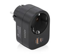 Aisens Regleta de pared multifunción ASPS-1A1C07-BK 1 toma + USB-C 20W PD USB-A 20W QC Negra