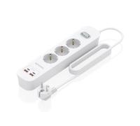 Aisens Regleta ASPS-2A2C10-W con interruptor, 3 tomas, PD3.0 20W, 2xUSB-C, 2xUSB-A, 1,4m Blanco