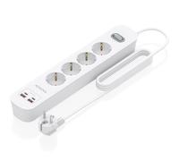 AISENS Regleta de enchufes multifunción 4 tomas Schuko 2xUSB-C 2xUSB-A PD 20W On/Off 1,4 m Blanco