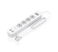 AISENS Regleta de enchufes multifunción 4 tomas Schuko 2xUSB-C 2xUSB-A PD 20W On/Off 1,4 m Blanco