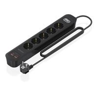 Aisens Regleta ASPS-2A2C15-BK – 5 tomas con interruptor, 2xUSB-C PD3.0 20W, 2xUSB-A, 1.4 m Negro
