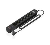 Aisens Regleta de enchufes ASPS-2A2C17-BK 6 tomas con interruptor PD3.0 20W 2xUSB-C 2xUSB-A Negro