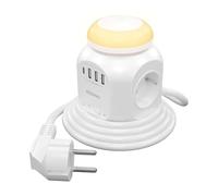 Aisens Regleta sobremesa ASPS-3A1CL01-W — 4 tomas, 1x USB-C, 3x USB-A, luz nocturna, 1.8 m Blanco