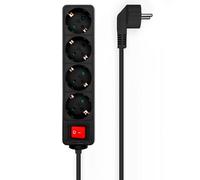 Aisens Base Multiple 4 Tomas Con Interruptor 1.4 m Negro