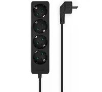Aisens base multiple 4 tomas sin interruptor con cable 3x1.5mm2, negro