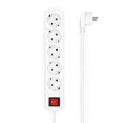 Aisens base multiple 5 tomas con interruptor con cable 3×1.5mm2 - 1.4m - color blanco