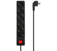 AISENS Base Multiple 5 Tomas con Interruptor con Cable 3×1.5mm2, Negro, 1.4 m