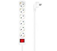 Aisens Regleta múltiple 6 tomas con interruptor, cable 3×1.5 mm² 1.4 m Blanco