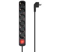 Aisens base multiple 6 tomas con interruptor con cable 3x1.5mm2, negro
