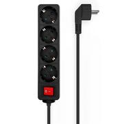 Aisens Base múltiple 4 tomas con interruptor 1,4 m negro