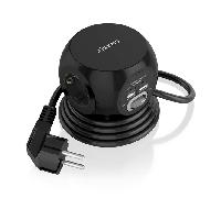 AISENS Regleta de Enchufes Sobremesa Multifuncion con 3 Tomas + 2xUSB-C, 2xUSB-A, 1.4M, Negro