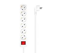 Aisens Regleta múltiple 6 tomas con interruptor, cable 3×1.5 mm² 1.4 m Blanco