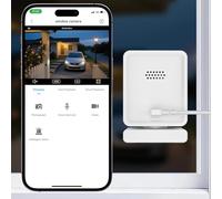 AishangTaoGou - Cámara de seguridad para ventana de seguridad para el hogar de 3 MP 2K con adhesivo de montaje, visión nocturna a color IA, detección de personas y movimiento, compatible con WiFi de