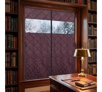 Aislante Termico Autoadhesivo para Ventanas, Cortina Opaca Termica Aislante | Kit de aislamiento de ventana Sin Taladro, Cubierta Térmica para Dormitorio, Pisos antiguos(Deep Red-Zipper,W160*H160cm)
