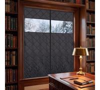 Aislante Termico Autoadhesivo para Ventanas, Cortina Opaca Termica Aislante | Kit de aislamiento de ventana Sin Taladro, Cubierta Térmica para Dormitorio, Pisos antiguos(Black-Zipper,W140*H260cm)
