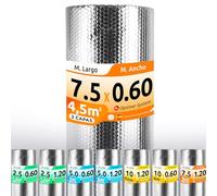 AISLANTE TERMICO MULTIUSOS PREMIUM| Reduce el Frio y el Calor | Rollo Aislante Termico para Ventana, Pared, Suelo, Techo, Coche, Garaje,Camper (7.5x0.60m | 4.5m² sin cintas)