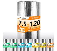 AISLANTE TERMICO MULTIUSOS PREMIUM| Reduce el Frio y el Calor | Rollo Aislante Termico para Ventana, Pared, Suelo, Techo, Coche, Garaje,Camper (7.5x1.20m | 9m² sin cintas)