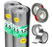 AISLANTE TERMICO MULTIUSOS | Reduce el Frio y el Calor | Rollo Aislante Termico para Ventana, Pared, Suelo, Techo, Coche, Garaje,Camper (2.5x1.20m | 3m² con cintas)