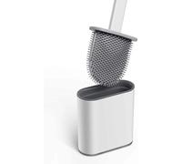 Aitsite-escobilla de baño de 1 piezas, escobilla de inodoro y soporte de silicona con mango largo de plástico antideslizante