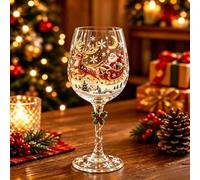 AIUTG Juego de caja de regalo de colección de copas de vino navideñas, 6 copas de vino navideñas con diseños de Papá Noel, muñeco de nieve, árbol de Navidad y renos for fiestas y celebraciones(#C)
