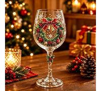 AIUTG Juego de caja de regalo de colección de copas de vino navideñas, 6 copas de vino navideñas con diseños de Papá Noel, muñeco de nieve, árbol de Navidad y renos for fiestas y celebraciones(#B)