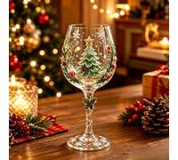 AIUTG Juego de caja de regalo de colección de copas de vino navideñas, 6 copas de vino navideñas con diseños de Papá Noel, muñeco de nieve, árbol de Navidad y renos for fiestas y celebraciones(#E)