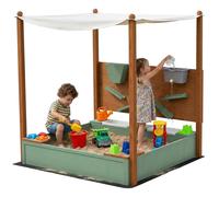 AIYAPLAY Arenero para Niños de Madera con Techo Arenero Infantil con 2 Asientos 2 Cajas Grifo Embudo 116x112,5x128 cm Verde Verde Esmeralda