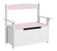 AIYAPLAY Banco Almacenaje para Niños con Respaldo Tapa Amortiguadora Carga 30 kg para Salas de Juego 68,5x34x58 cm Rosa y Blanco