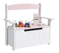 AIYAPLAY Baúl para Juguetes Infantil con Respaldo Rosa y Blanco