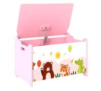 AIYAPLAY Caja de Almacenaje de Juguetes Baúl Juguetes Infantil con Tapa Abatible Asas Estampados de Animales 60x37x39 cm Rosa Rosa